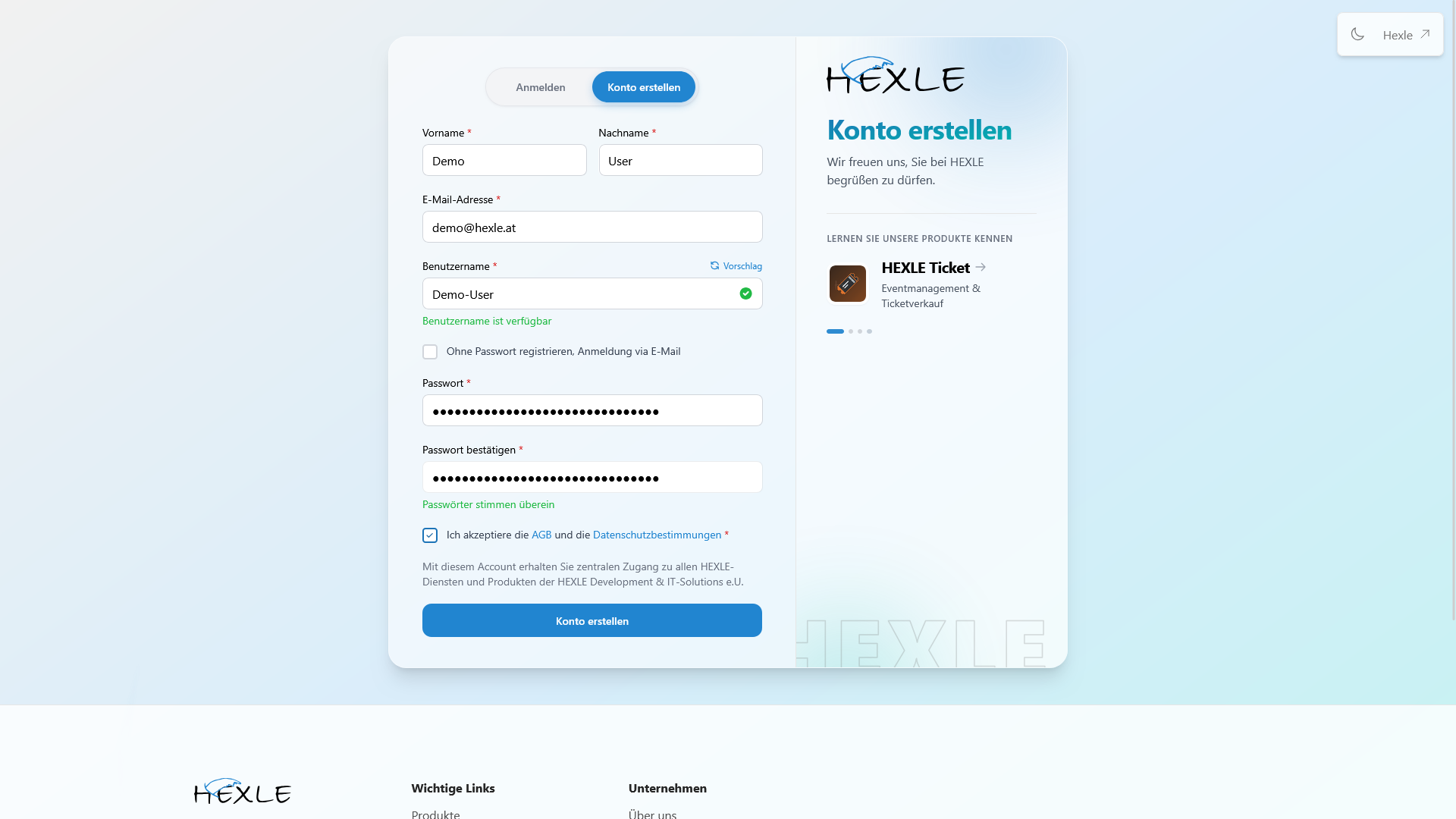Registrierungsformular