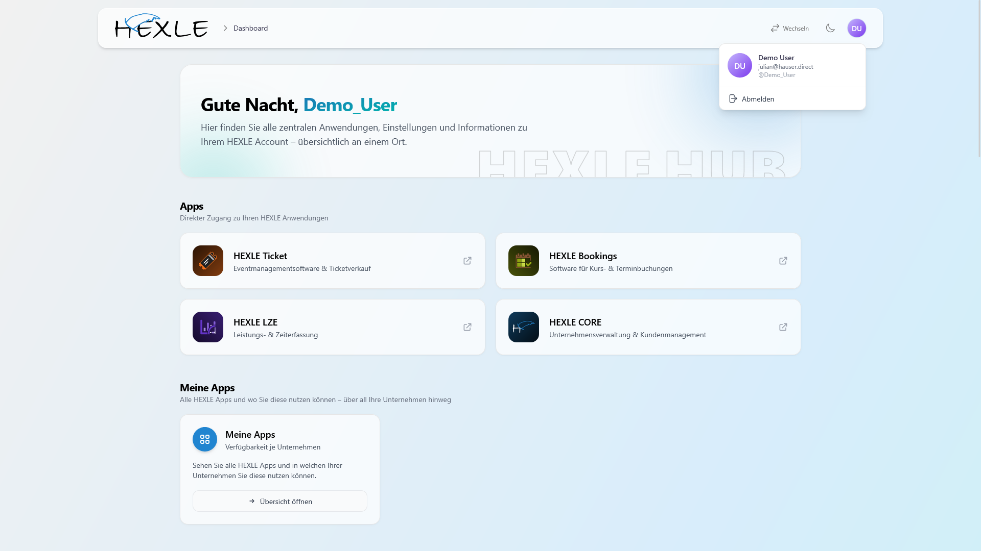 SCREENSHOT: Account-Menü mit der Option zum Abmelden
