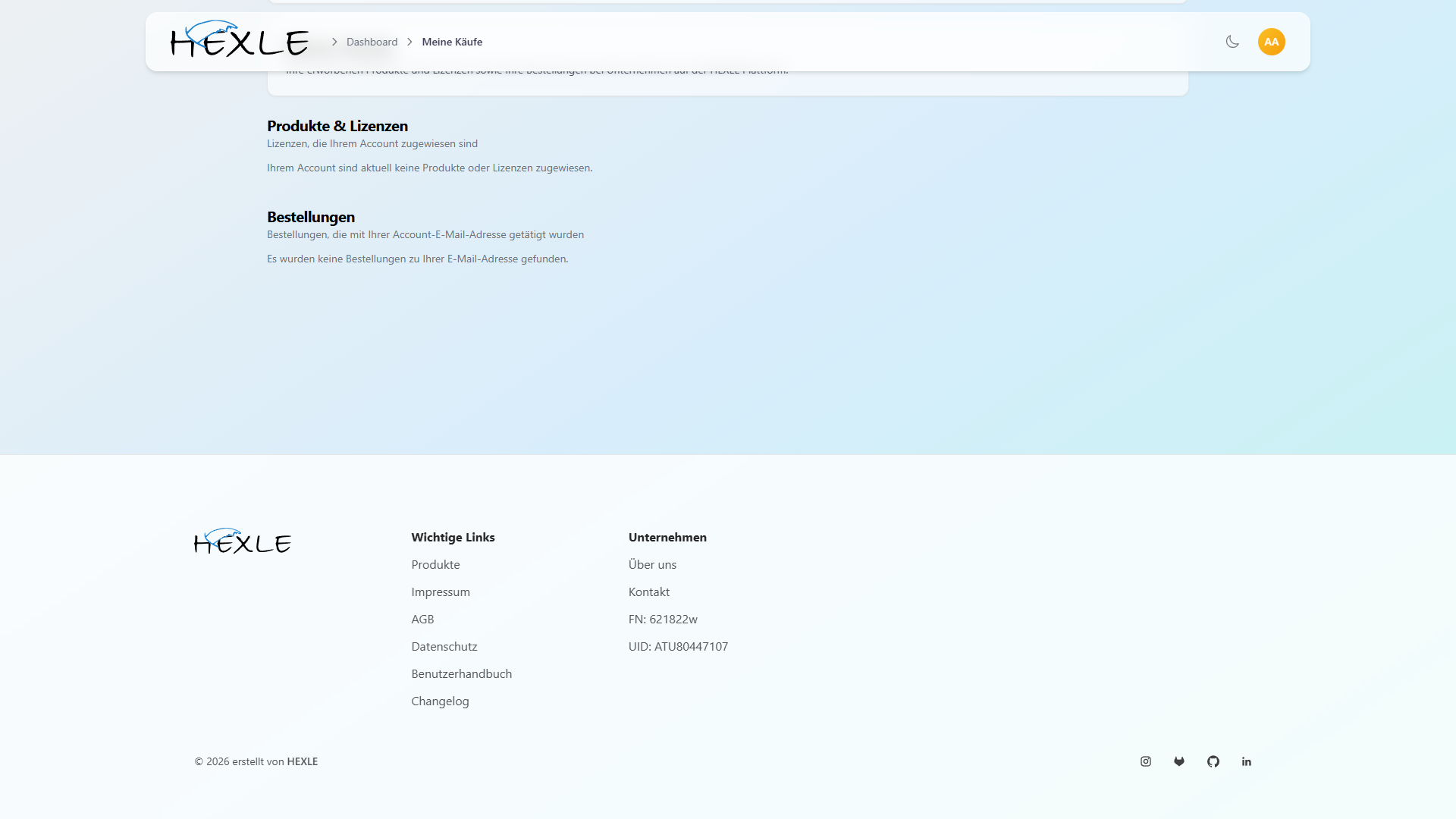 SCREENSHOT: Übersicht der eigenen Käufe und Lizenzen