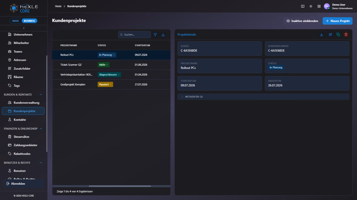 Manage clients and projects