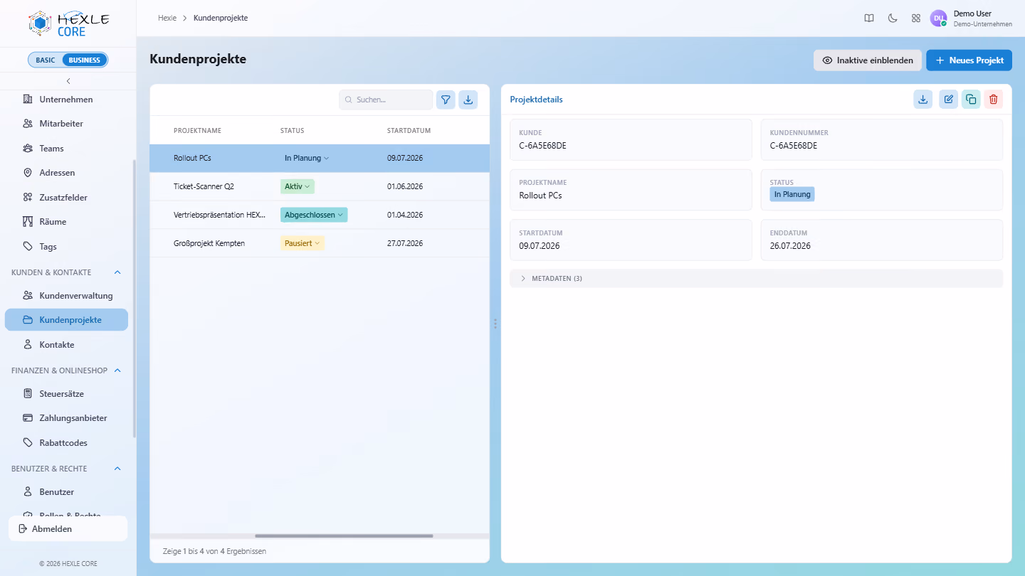 Manage clients and projects