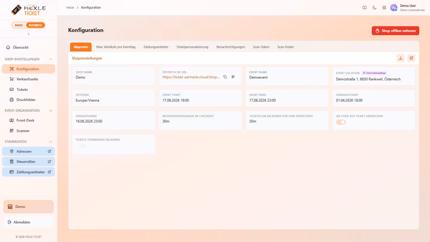 Online-Shop konfigurieren